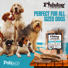 Fishdog Cusk-Eel Skin Dog Treats – Wild-Caught, Omega-3 Rich Fish Skin Chews – Natural, Single-Ingredient, Crunchy Dog Snack – 2.5 oz (70g) by Palz&Co