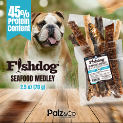 Fishdog Seafood Medley Dog Treats – Mixed Wild-Caught Fish Chews for Dogs – Omega-3 Rich, All-Natural, Grain-Free, Single-Ingredient Snack – 2.5 oz (70g) by Palz&Co