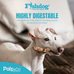 Fishdog Seafood Medley Dog Treats – Mixed Wild-Caught Fish Chews for Dogs – Omega-3 Rich, All-Natural, Grain-Free, Single-Ingredient Snack – 2.5 oz (70g) by Palz&Co