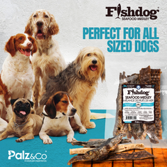 Fishdog Seafood Medley Dog Treats – Mixed Wild-Caught Fish Chews for Dogs – Omega-3 Rich, All-Natural, Grain-Free, Single-Ingredient Snack – 2.5 oz (70g) by Palz&Co