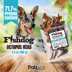 Fishdog Octopus Head Dog Treats – Natural Wild-Caught Octopus – High in Omega-3 – Supports Joint Health – 3.5 oz (100g) by Palz&Co