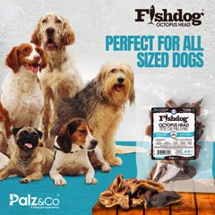 Fishdog Octopus Head Dog Treats – Natural Wild-Caught Octopus – High in Omega-3 – Supports Joint Health – 3.5 oz (100g) by Palz&Co