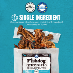Fishdog Octopus Head Dog Treats – Natural Wild-Caught Octopus – High in Omega-3 – Supports Joint Health – 3.5 oz (100g) by Palz&Co
