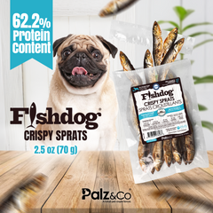 Fishdog Crispy Sprats Dog Treats – Whole Wild-Caught Fish Snacks for Dogs – All-Natural, Omega-3 Rich, Single Ingredient – 2.5 oz (70g) by Palz&Co
