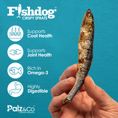 Fishdog Crispy Sprats Dog Treats – Whole Wild-Caught Fish Snacks for Dogs – All-Natural, Omega-3 Rich, Single Ingredient – 2.5 oz (70g) by Palz&Co