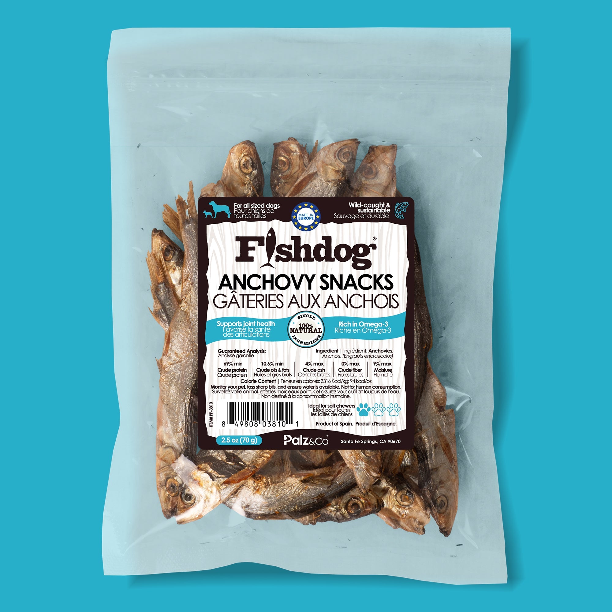 Fishdog Anchovy Snacks - 2.5 oz (70g)
