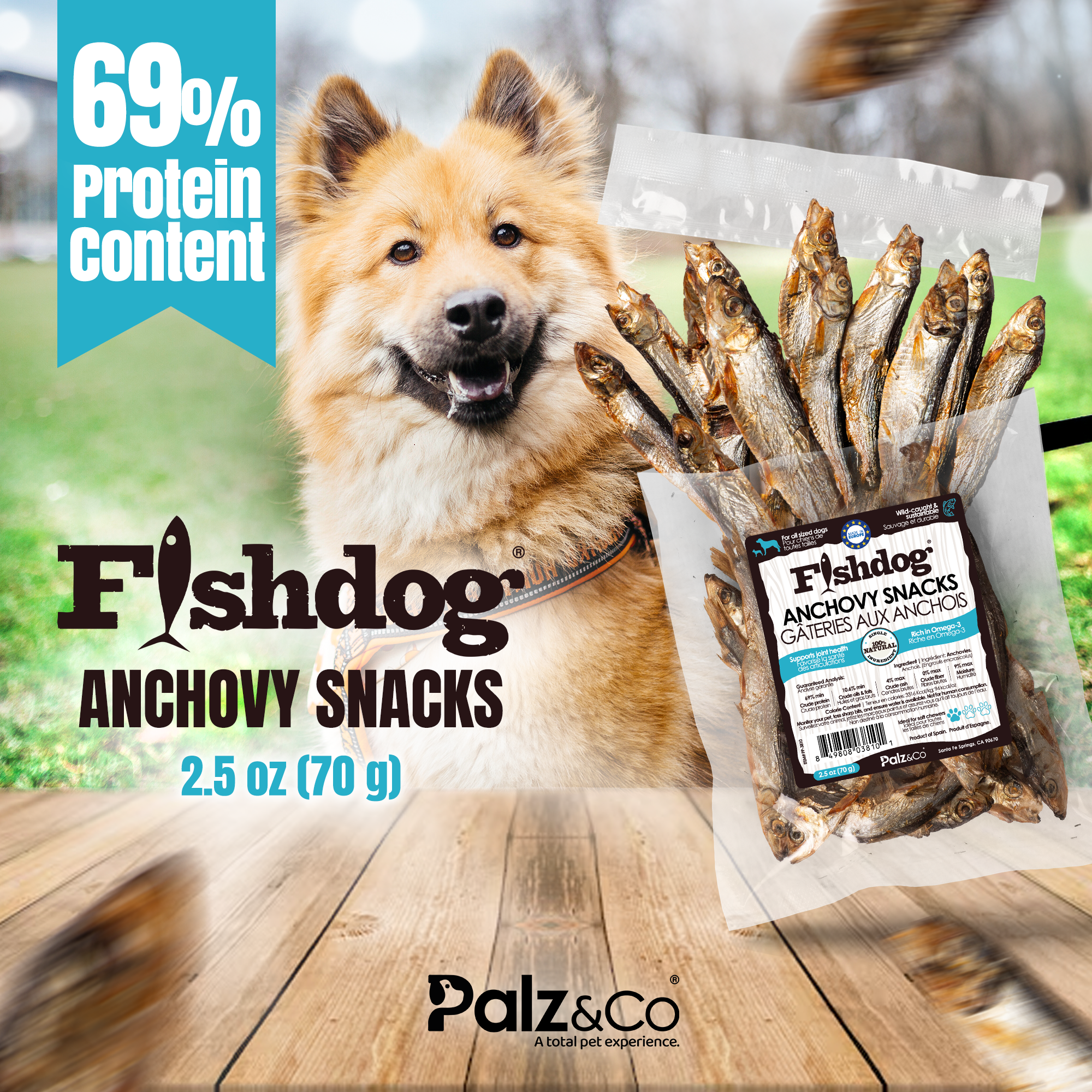Fishdog Anchovy Snacks - 2.5 oz (70g)