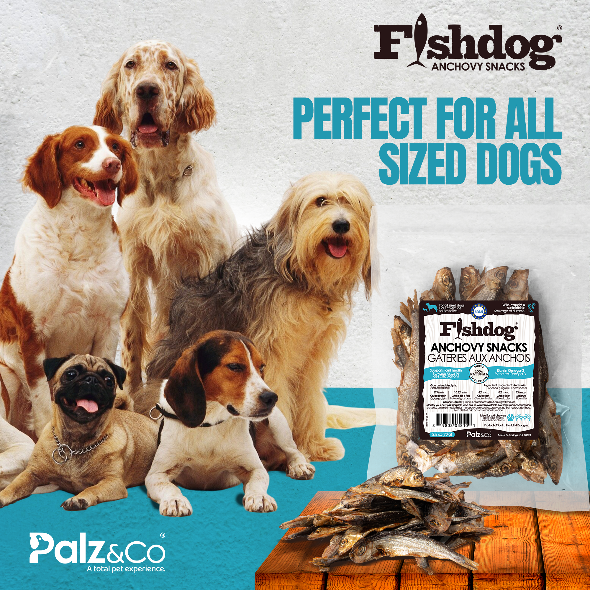 Fishdog Anchovy Snacks - 2.5 oz (70g)