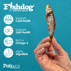 Fishdog Anchovy Dog Treats - Wild-Caught Whole Anchovy Snacks for Dogs - All-Natural, Omega-3 Rich, Joint Support – 2.5 oz (70g) by Palz&Co