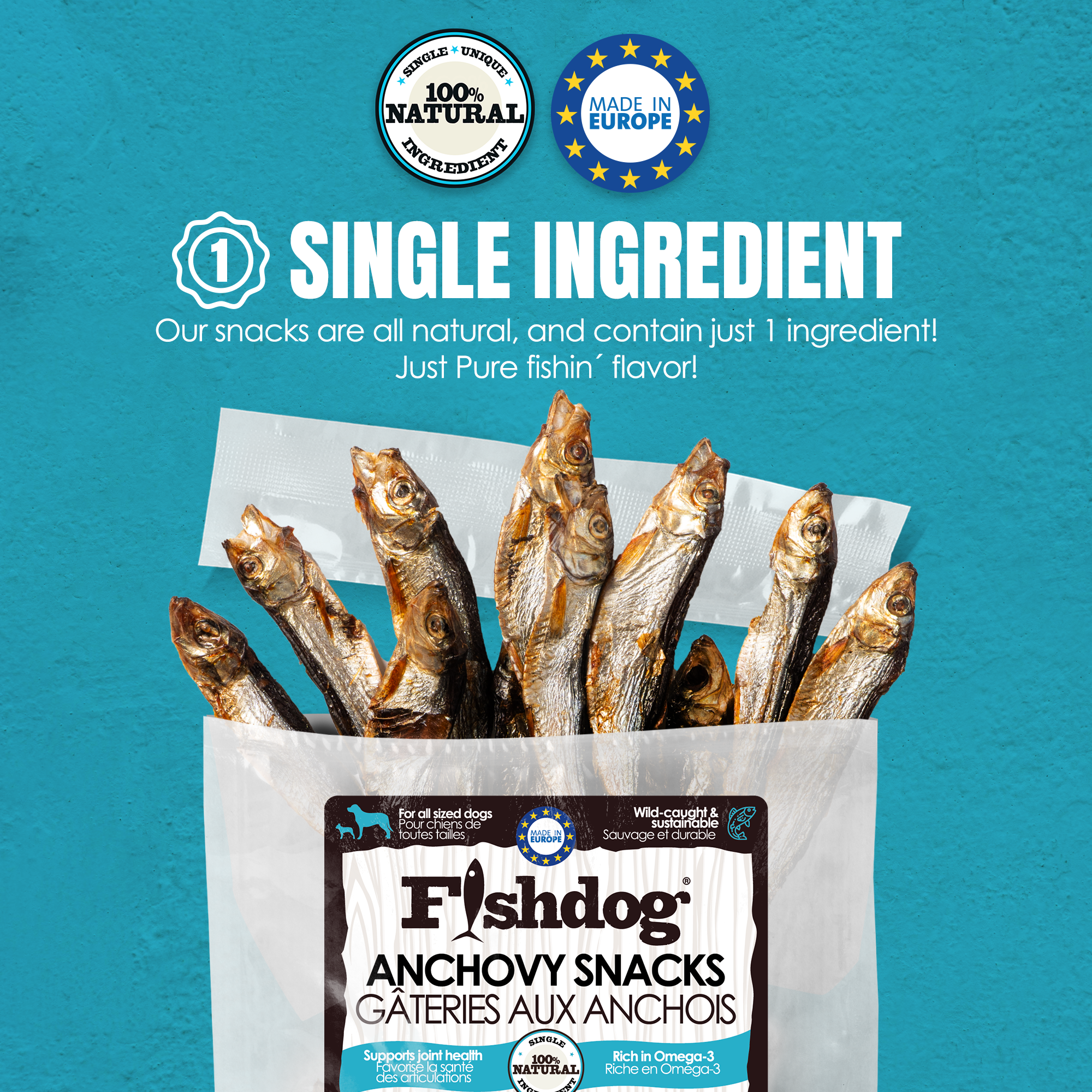 Fishdog Anchovy Snacks - 2.5 oz (70g)