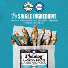 Fishdog Anchovy Dog Treats - Wild-Caught Whole Anchovy Snacks for Dogs - All-Natural, Omega-3 Rich, Joint Support – 2.5 oz (70g) by Palz&Co