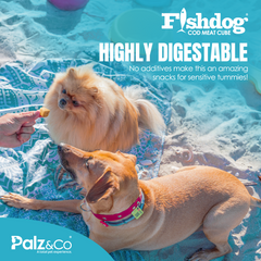 Fishdog Cod Meat Cubes for Dogs – Wild-Caught, Omega-3 Rich Dog Treats – Single Ingredient, All-Natural, Crunchy Cod Fish Snacks – 2 oz (60g) by Palz&Co