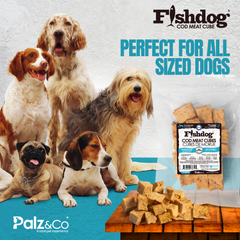 Fishdog Cod Meat Cubes for Dogs – Wild-Caught, Omega-3 Rich Dog Treats – Single Ingredient, All-Natural, Crunchy Cod Fish Snacks – 2 oz (60g) by Palz&Co