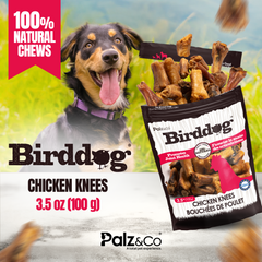 Birddog Chicken Knees Dog Treats – 100% Natural, Grain-Free, Joint Support – Crunchy Bone Chews for Dogs – 3.5 oz (100g)