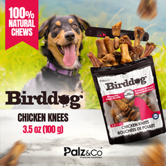 Birddog Chicken Knees Dog Treats – 100% Natural, Grain-Free, Joint Support – Crunchy Bone Chews for Dogs – 3.5 oz (100g)