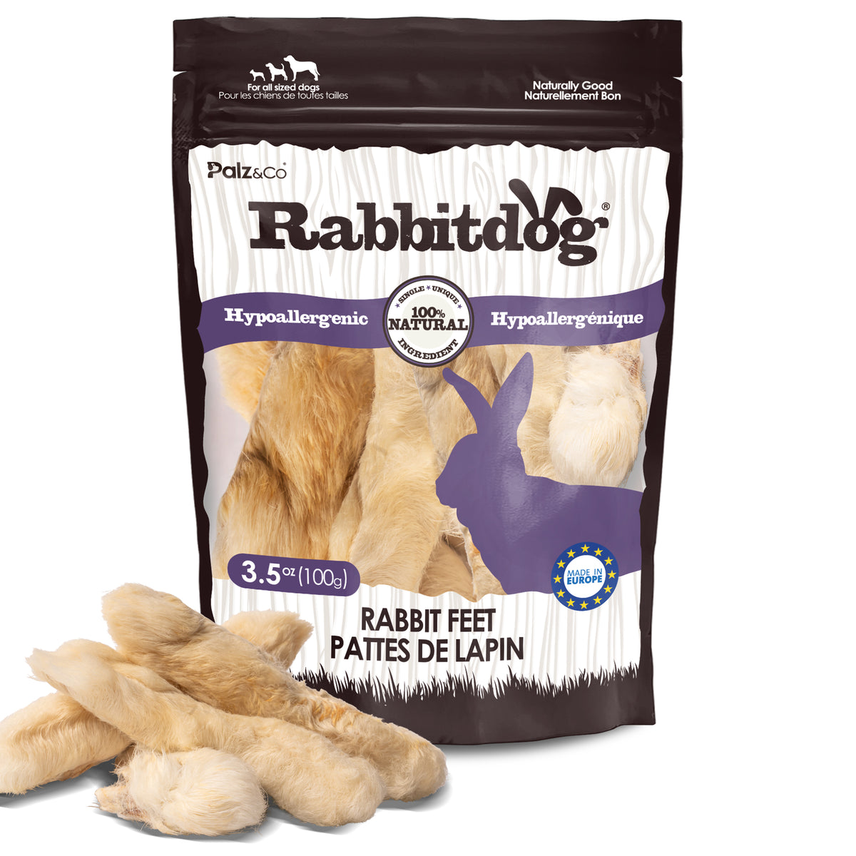 RabbitDog Rabbit Feet with Fur 100g