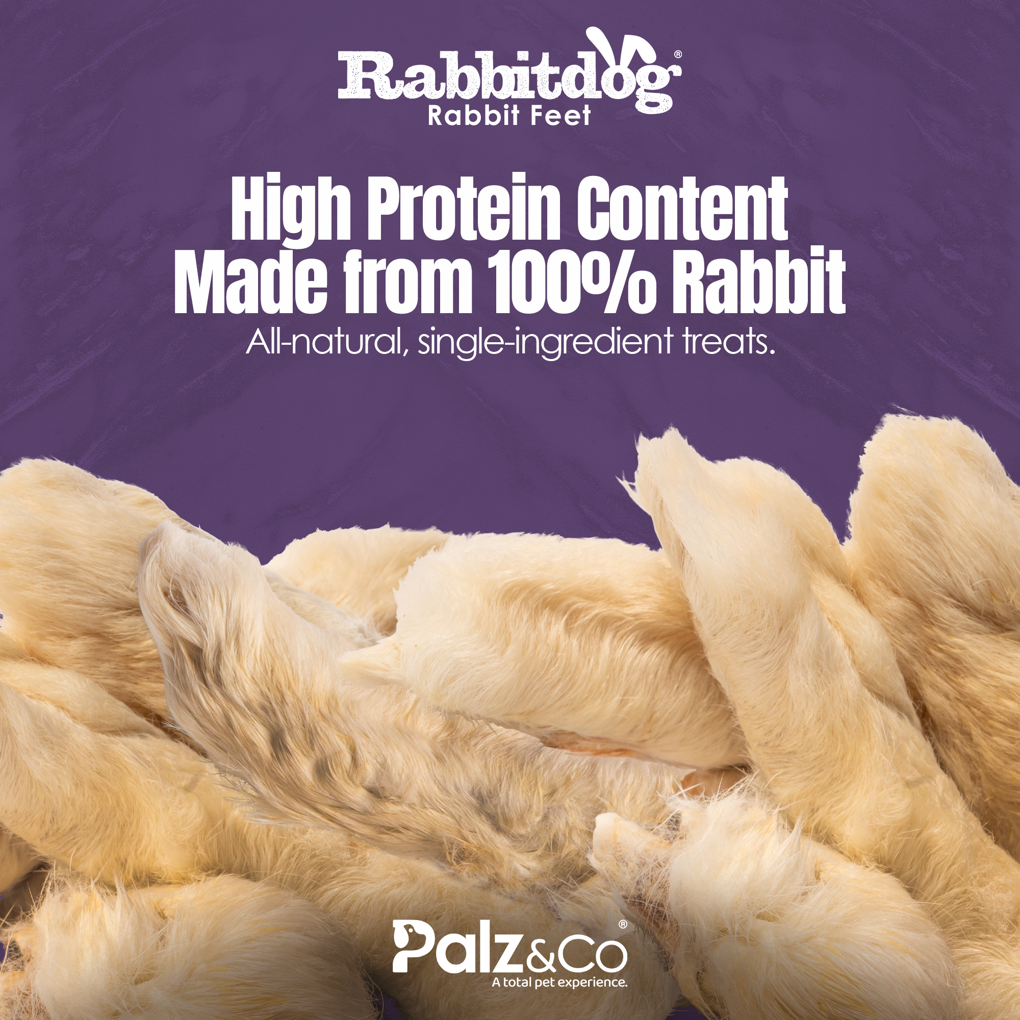 Rabbitdog Rabbit Feet with Fur - 3.5 oz (100g)