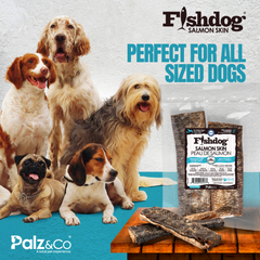 Fishdog Salmon Skin Dog Treats – Wild-Caught, Omega-3 Rich Fish Skin Chews – All-Natural, Single Ingredient, Grain-Free Snack – 2.5 oz (70g) by Palz&Co