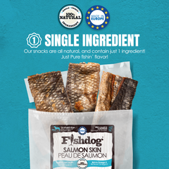 Fishdog Salmon Skin Dog Treats – Wild-Caught, Omega-3 Rich Fish Skin Chews – All-Natural, Single Ingredient, Grain-Free Snack – 2.5 oz (70g) by Palz&Co