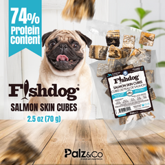 Fishdog Salmon Skin Cubes Dog Treats – 2.5 oz (70g) by Palz&Co