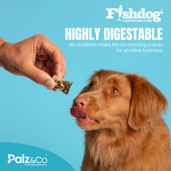 Fishdog Salmon Skin Cubes Dog Treats – 2.5 oz (70g) by Palz&Co