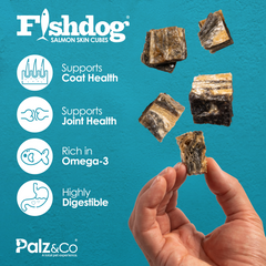 Fishdog Salmon Skin Cubes Dog Treats – 2.5 oz (70g) by Palz&Co