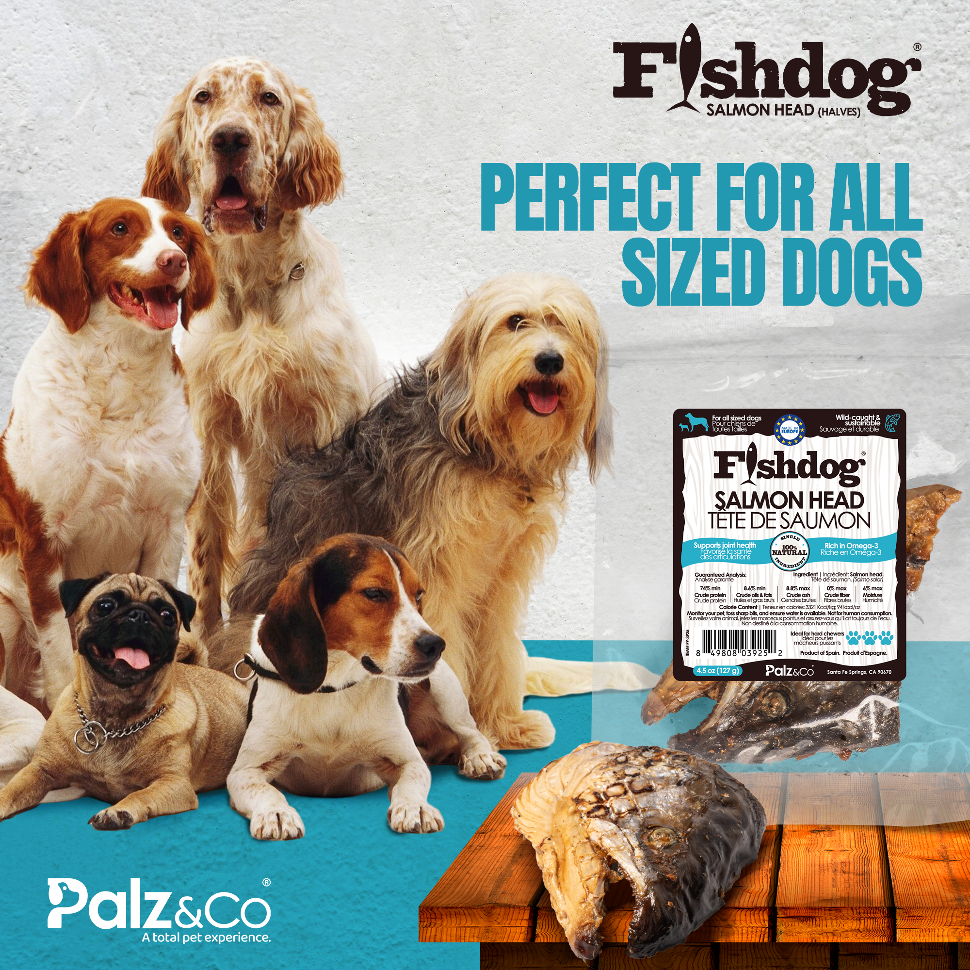 Fishdog Salmon Head (halves) - 4.5 oz (127g)