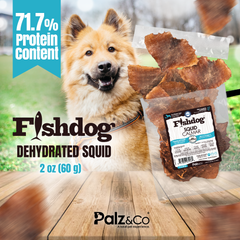 Fishdog Squid Dog Treats – Dehydrated Wild-Caught Squid for Dogs – Rich in Omega-3, High Protein, All-Natural, Single Ingredient Snack – 2 oz (60g) by Palz&Co