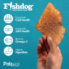 Fishdog Squid Dog Treats – Dehydrated Wild-Caught Squid for Dogs – Rich in Omega-3, High Protein, All-Natural, Single Ingredient Snack – 2 oz (60g) by Palz&Co