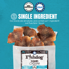 Fishdog Squid Dog Treats – Dehydrated Wild-Caught Squid for Dogs – Rich in Omega-3, High Protein, All-Natural, Single Ingredient Snack – 2 oz (60g) by Palz&Co