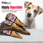 Dog snacks with 'Palz&Co' branding and a dog in the background.