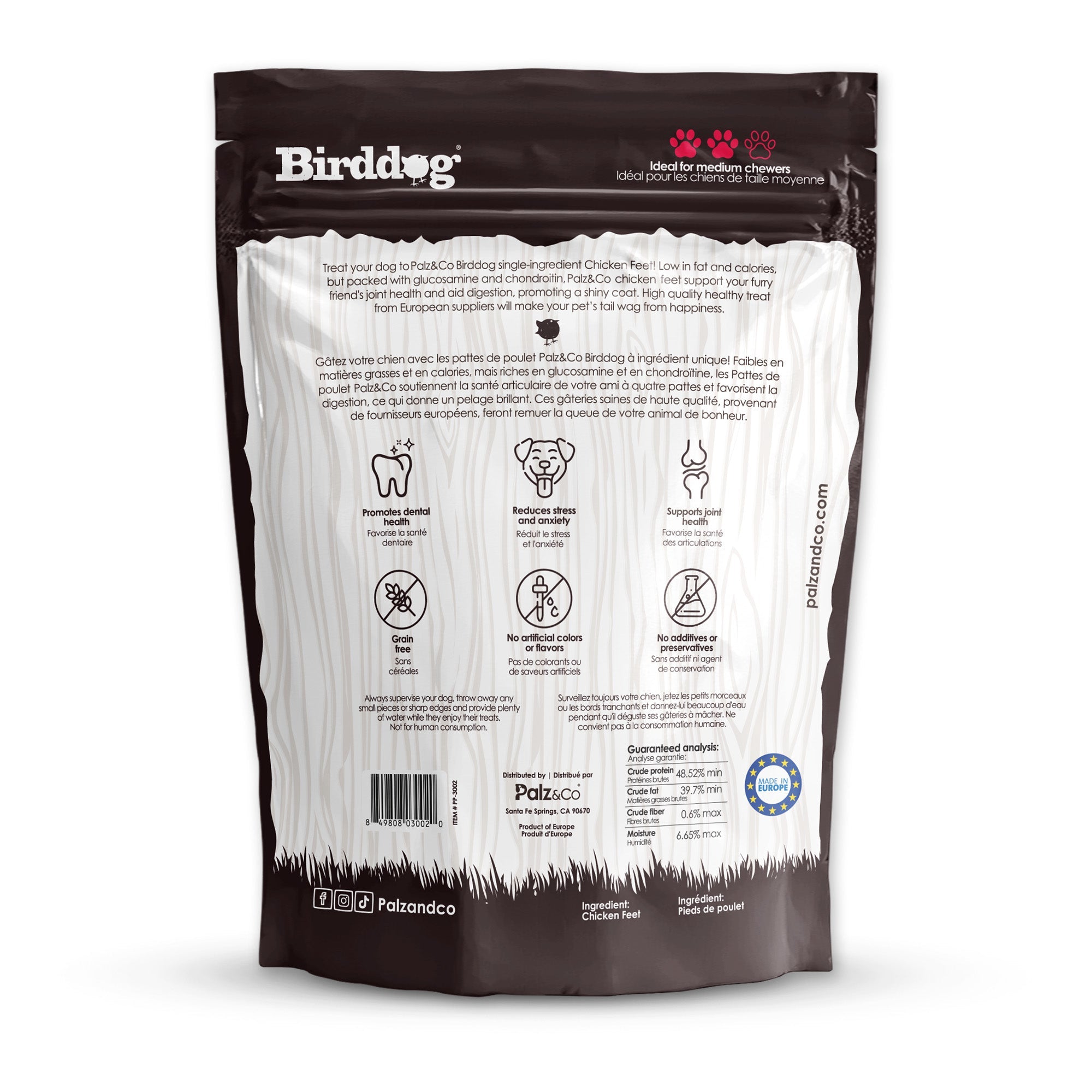 Birddog Chicken Feet Dog Treats - Pack of 10 and 35