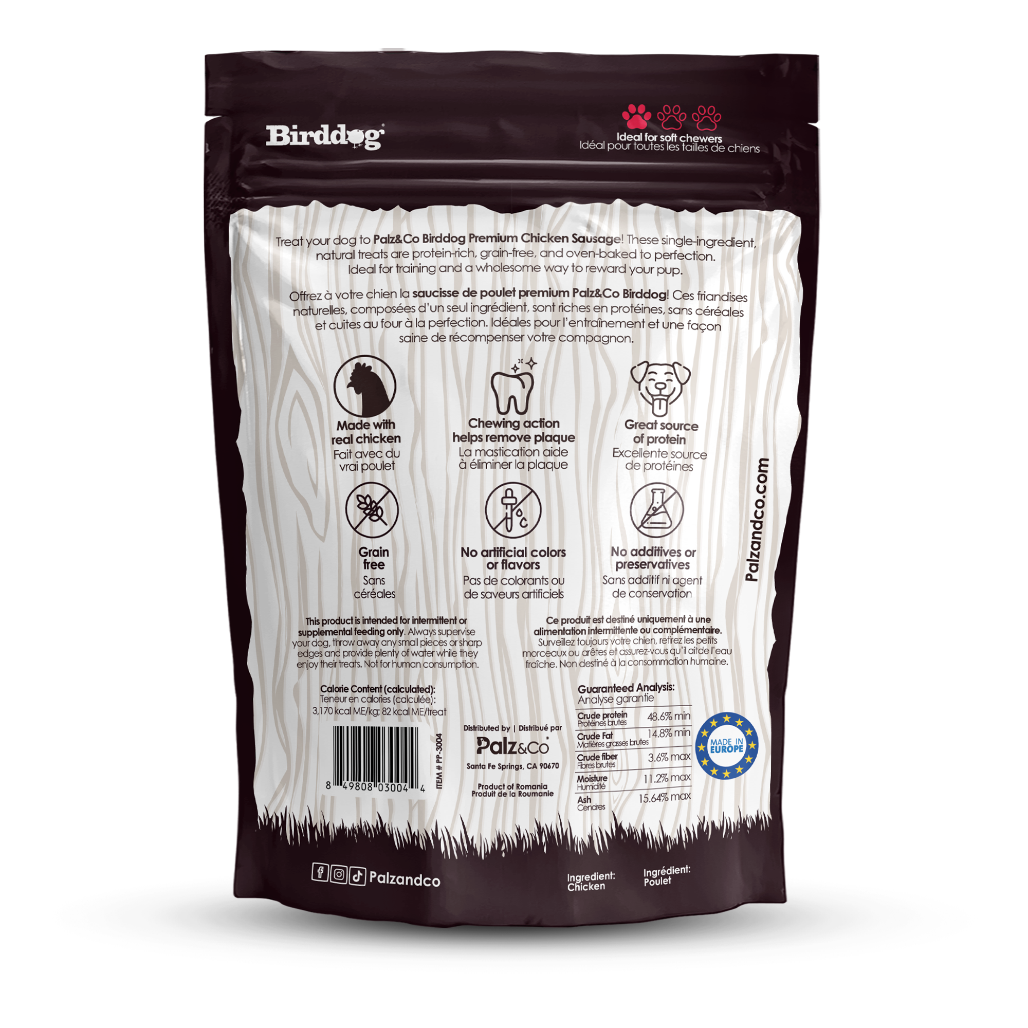 Birddog Chicken Sausage Dog Treats - 8 & 20 Pack