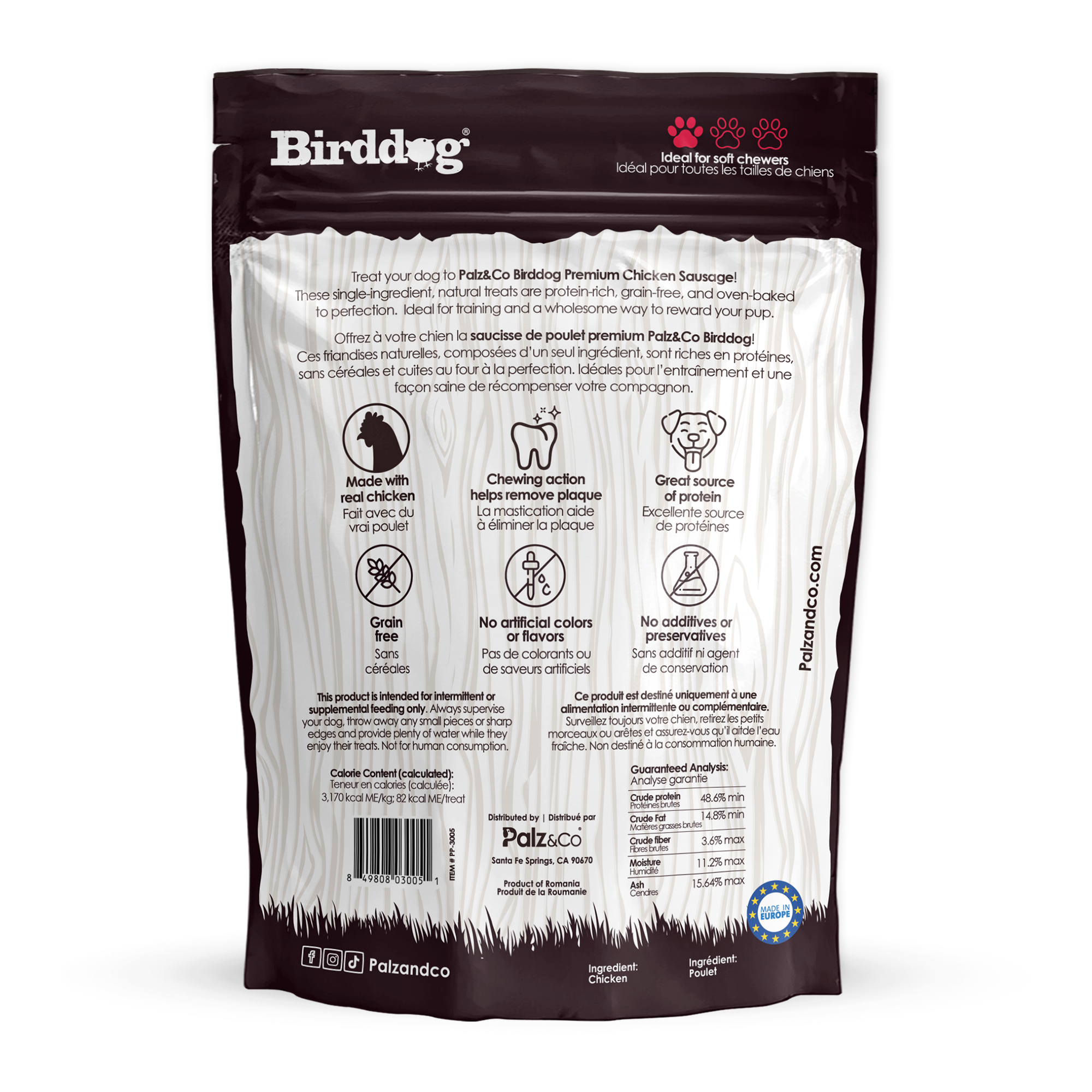 Birddog Chicken Sausage Dog Treats - 8 & 20 Pack