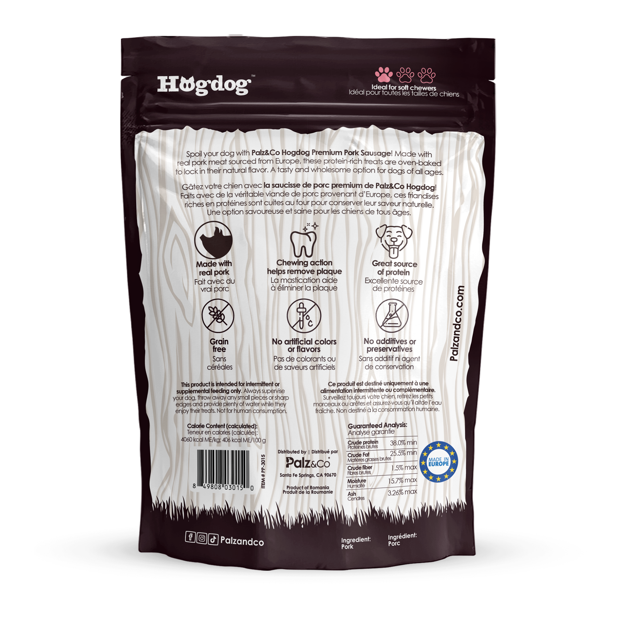 Hogdog Pork Sausage Dog Treats - 8 & 20 Pack