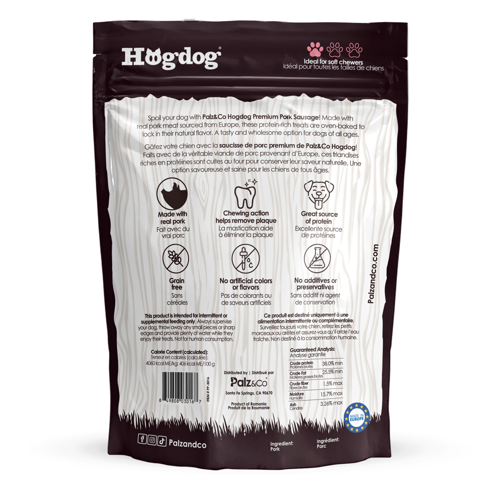 Hogdog Pork Sausage Dog Treats - 8 & 20 Pack