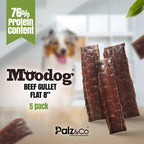 Moodog 8" Flat Beef Gullet - Pack of 5