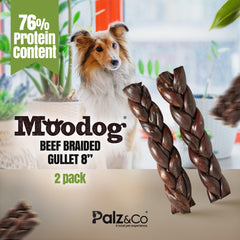 Moodog Braided Beef Gullet, 8" 2 Pack