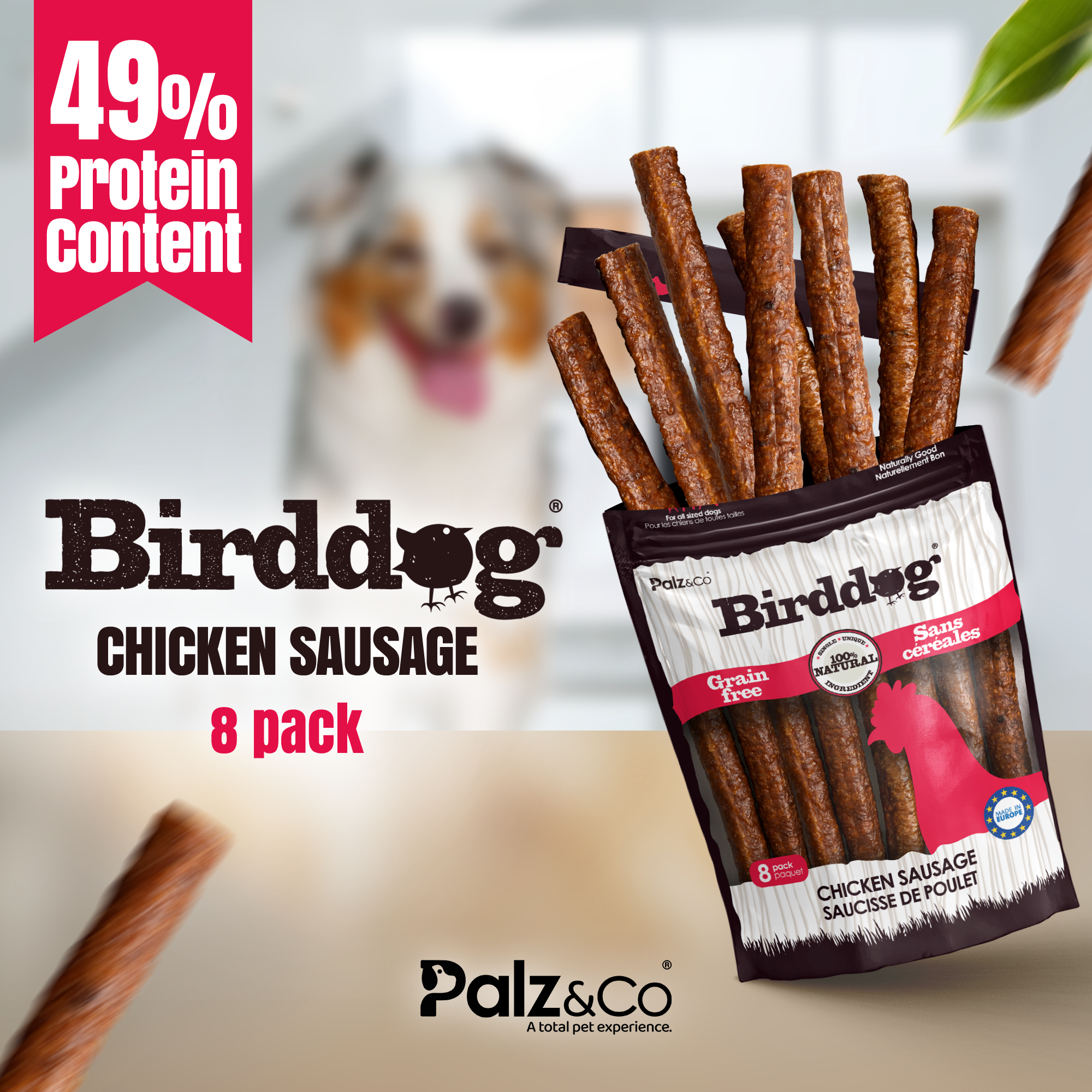Birddog Chicken Sausage Dog Treats - 8 & 20 Pack
