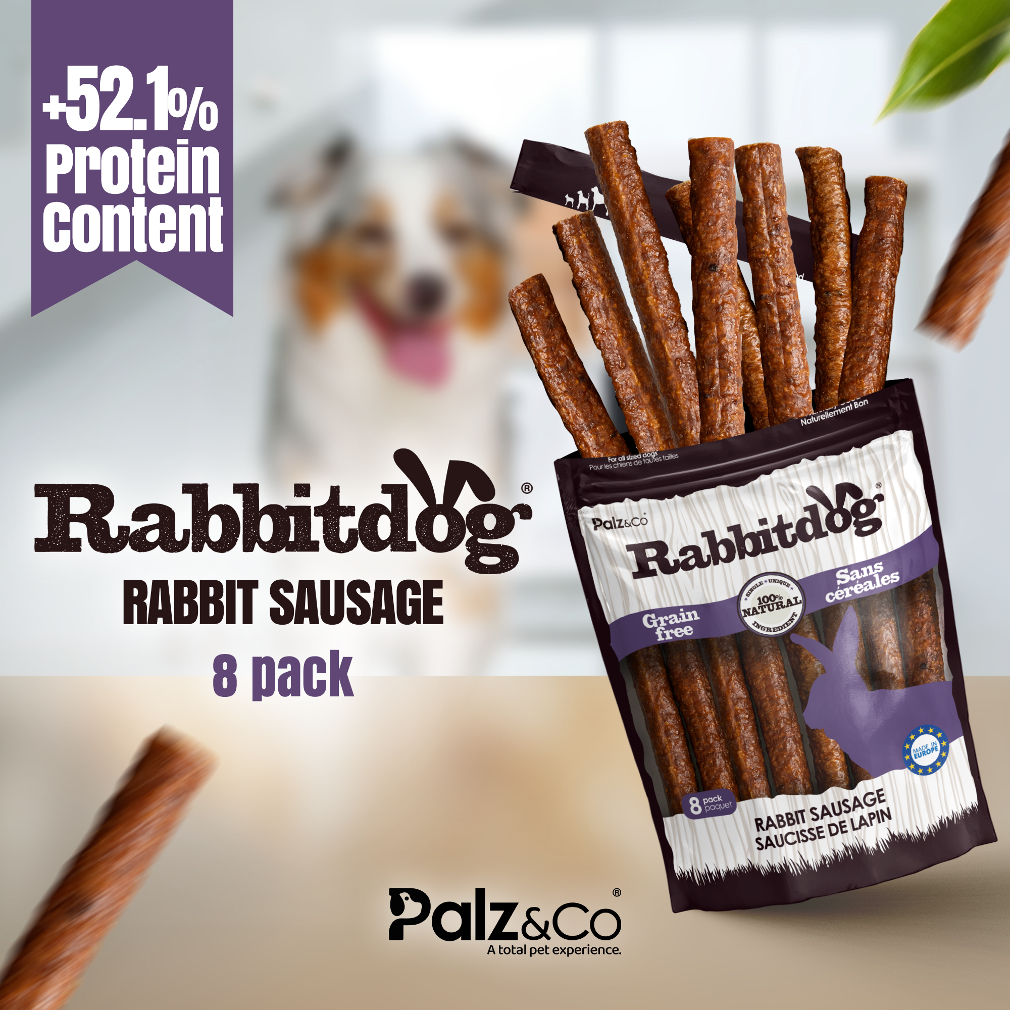 Rabbitdog Rabbit Sausage Dog Treats - 8 & 20 Pack