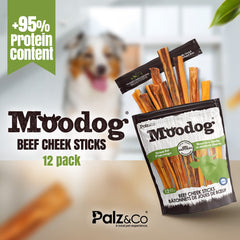 Moodog Beef Cheek Sticks, 12 Pack