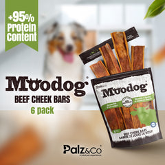 Moodog Beef Cheek Bars, 6 Pack