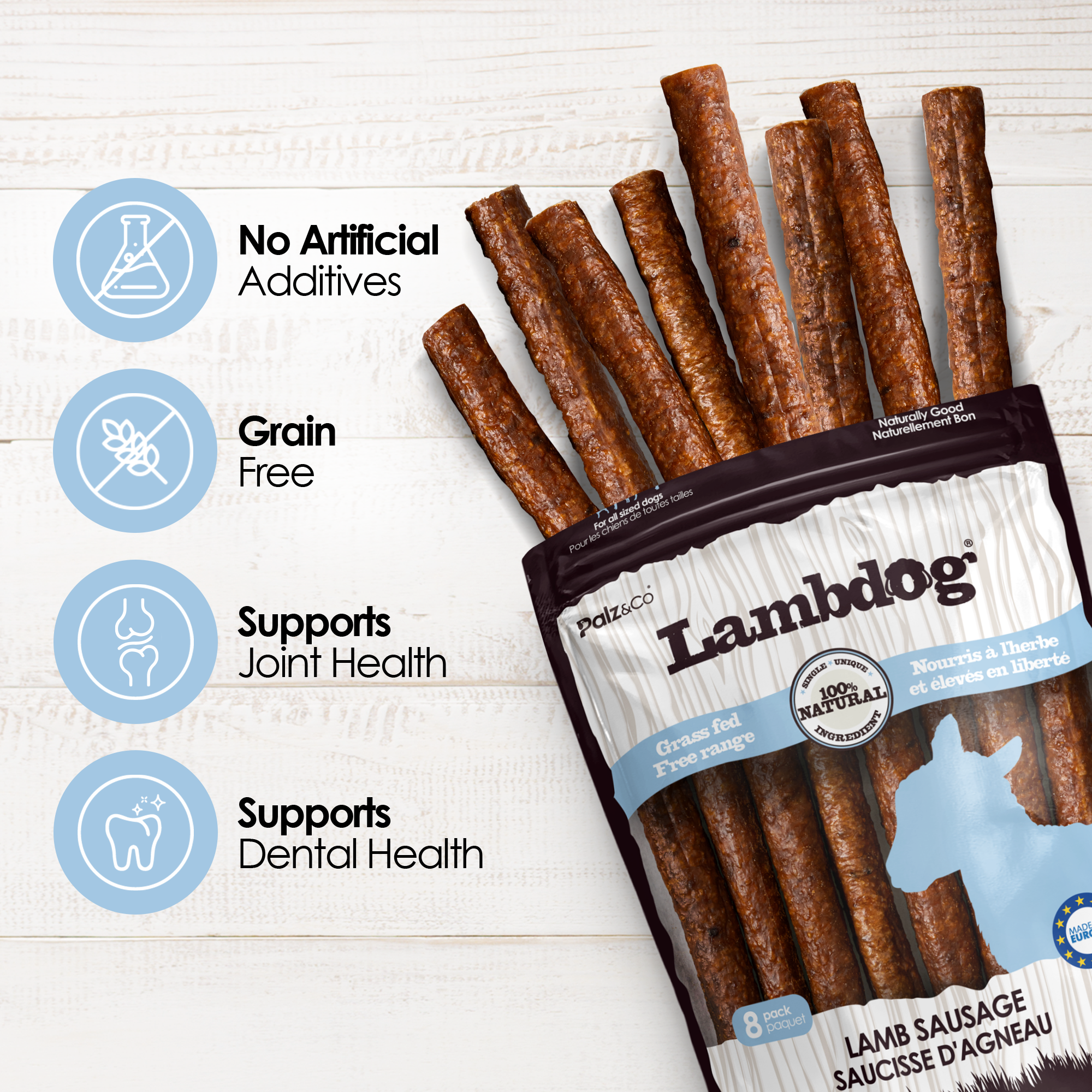 Lambdog Lamb Sausage Dog Treats - 8 & 20 Pack