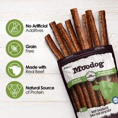 Moodog Beef Sausage Dog Treats - 8 & 20 Pack