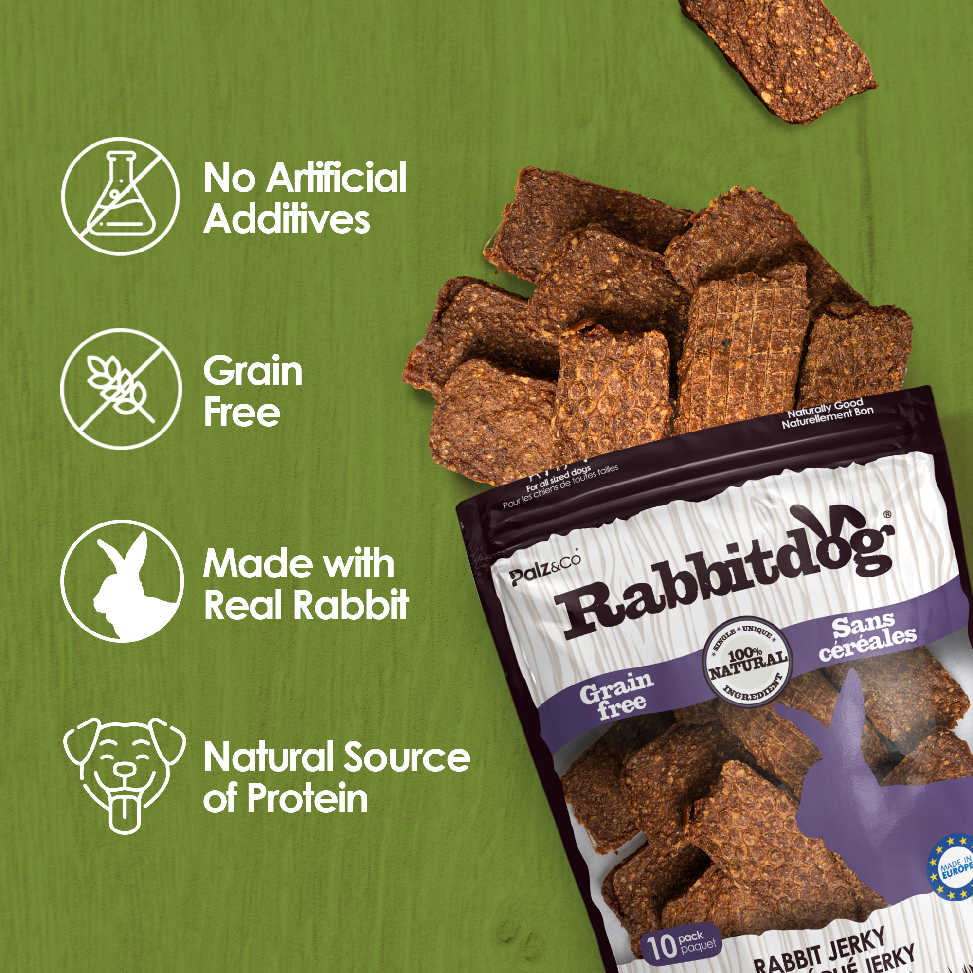 Rabbitdog Rabbit Jerky Chews - Pack of 10