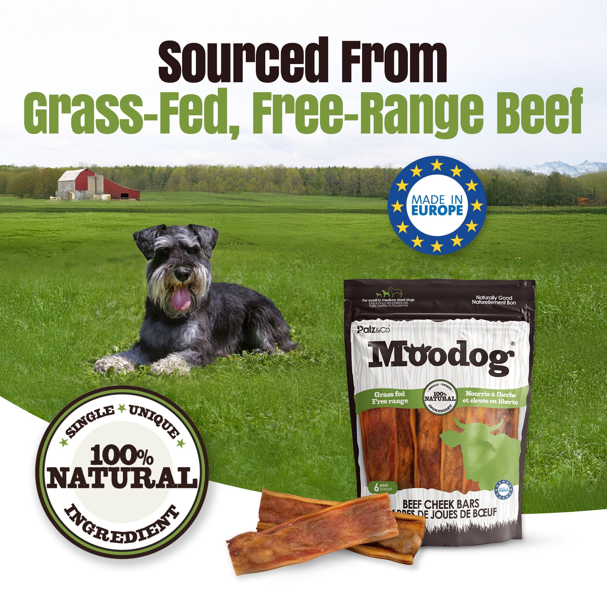 Moodog Beef Cheek Bars - Pack of 6