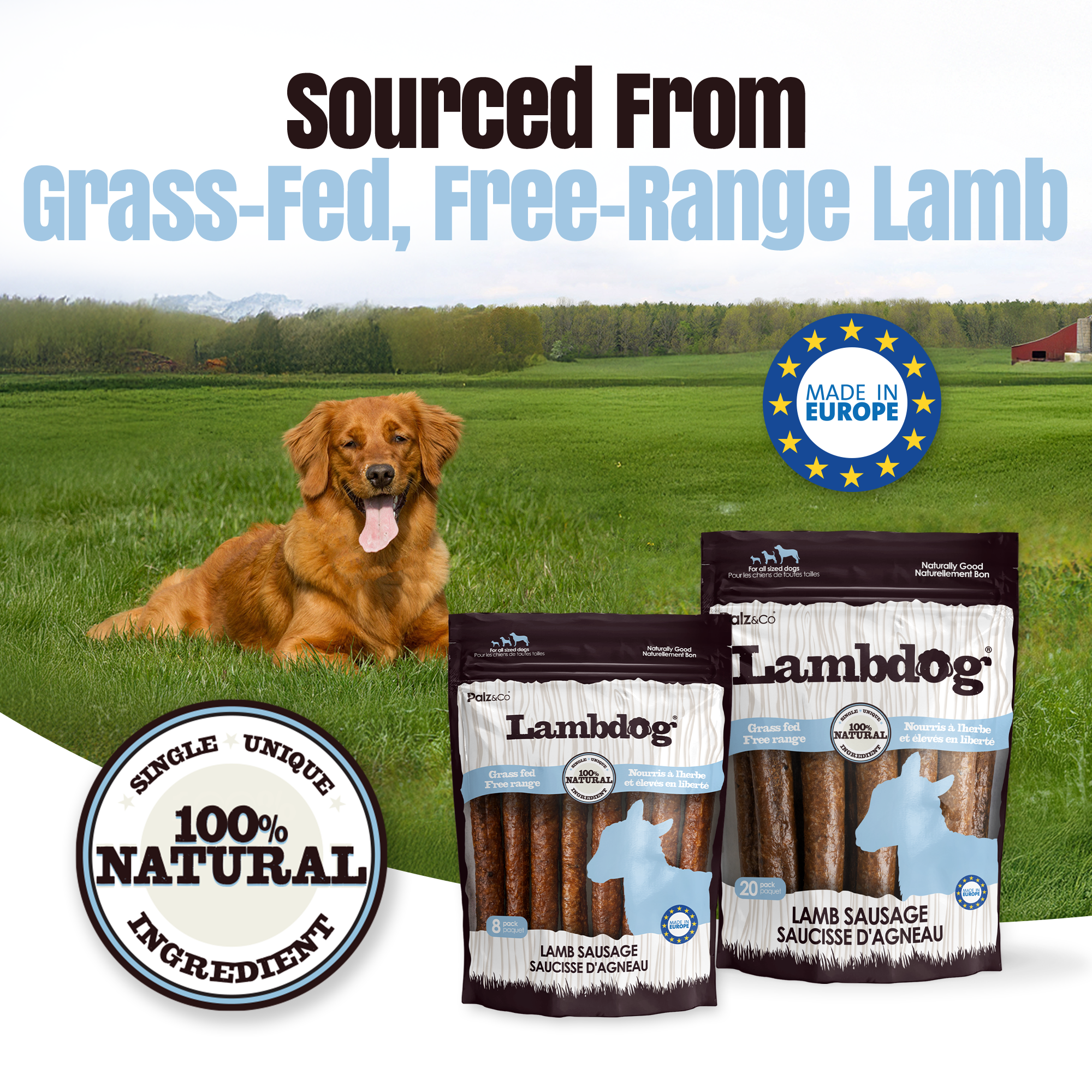 Lambdog Lamb Sausage Dog Treats - 8 & 20 Pack