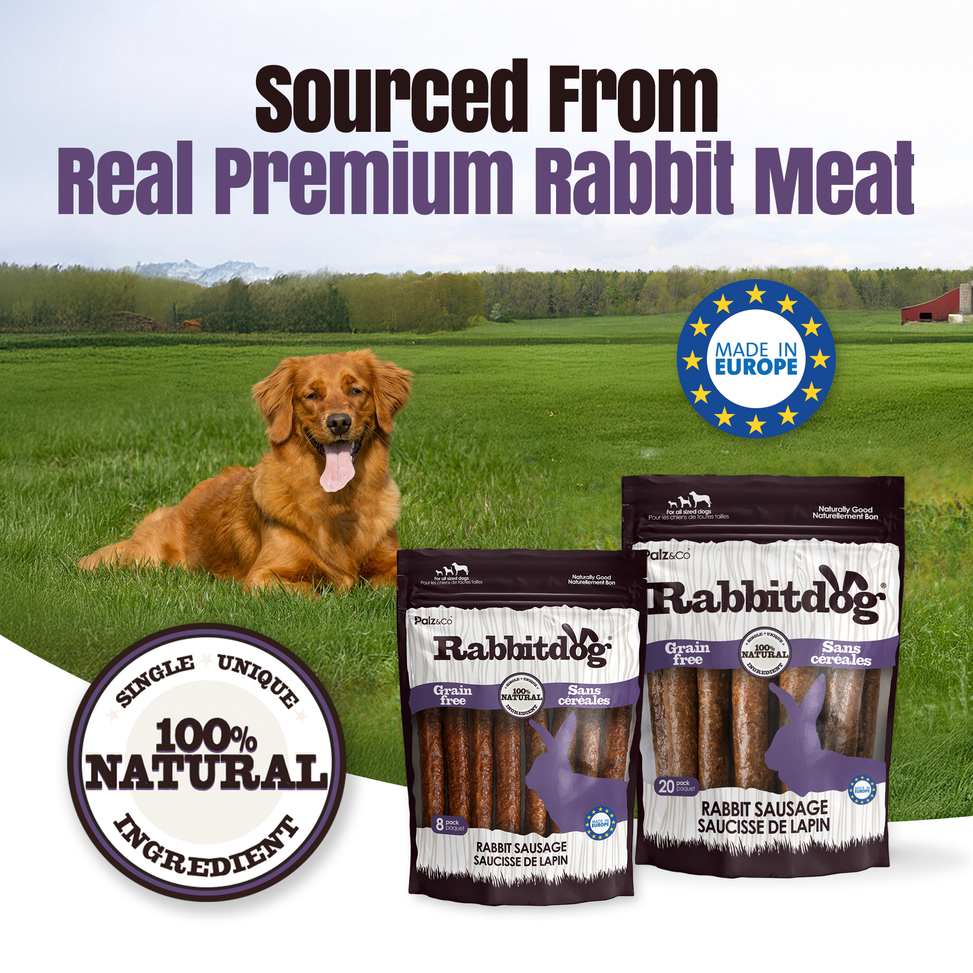 Rabbitdog Rabbit Sausage Dog Treats - 8 & 20 Pack