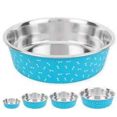 Deco-Blue Stainless Steel Bowls, No-Skid Base