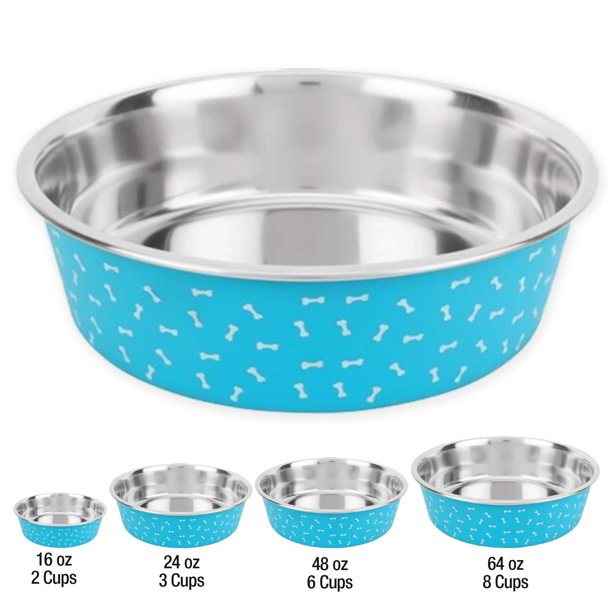 Deco-Blue Stainless Steel Bowls, No-Skid Base Secondary image